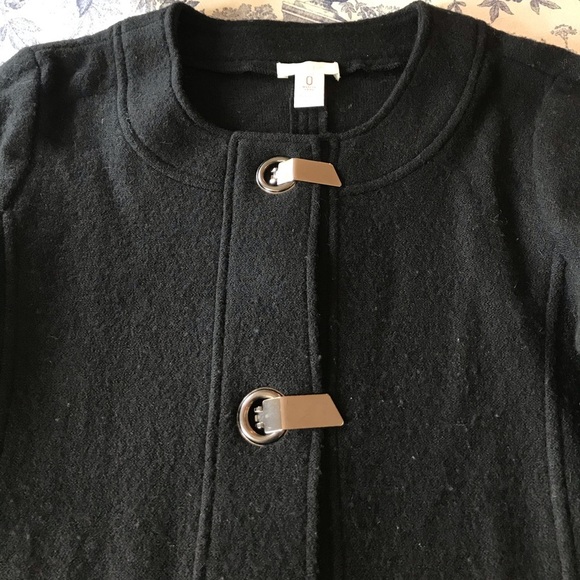 Chico’s Black Wool Cardigan Sweater Metal Clasps Women’s 3/4 Sleeve Size 0 or S - Picture 6 of 7